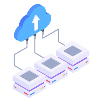 
A cloud data upload isometric icon

