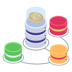 
Blockchain networking isometric icon design

