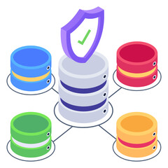 
Blockchain networking isometric icon design

