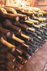 Bottles of wine in the wine cellar