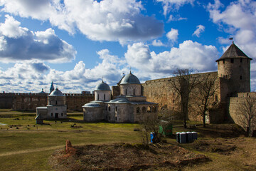 Church of the Assumption of the Blessed Virgin Mary in Ivangorod. Ivangorod Fortress Museum - the first Russian fortress in Russia.