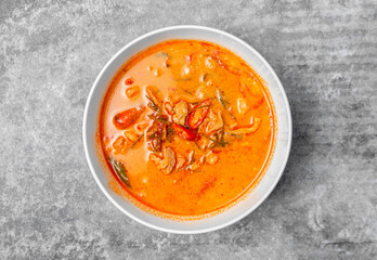 Top View Panaeng Curry with Pork, Thai traditional food.