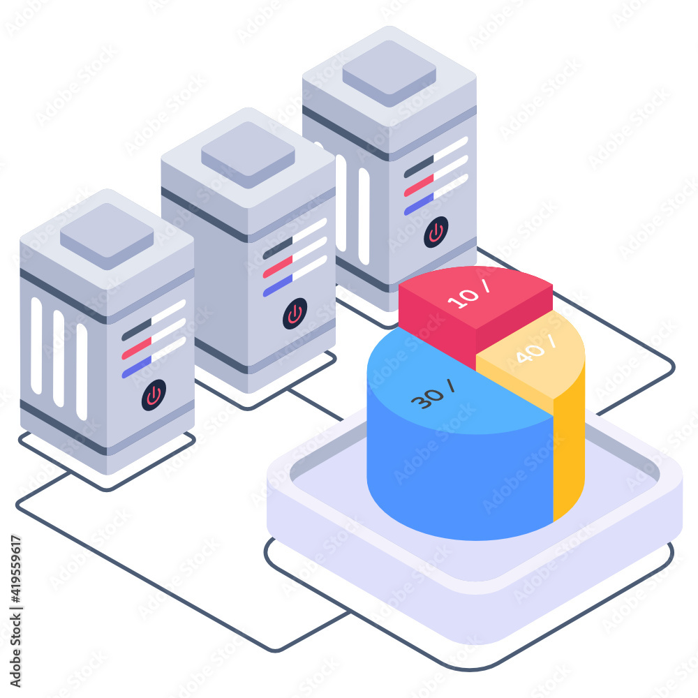 Wall mural icon of cloud network server in isometric design