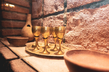 Set of vintage iron wine glasses
