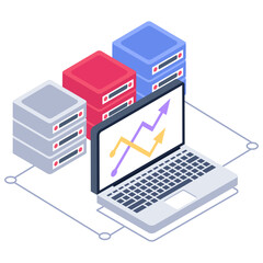 
Icon of cloud network server in isometric design

