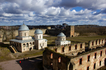 Church of the Assumption of the Blessed Virgin Mary in Ivangorod. Ivangorod Fortress Museum - the first Russian fortress in Russia.