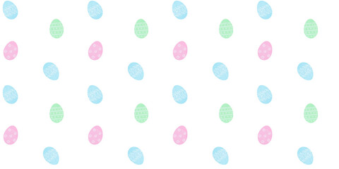 Seamless Easter pattern with painted eggs isolated on a white background