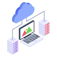 
Servers analytics isometric style trendy icon 

