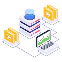 
Icon of cloud backup in modern isometric design

