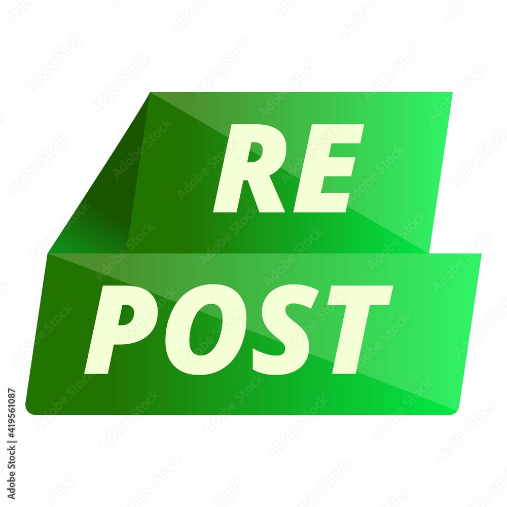 Aufkleber repost mobile icon. cartoon of repost mobile vector icon for web design isolated on white background