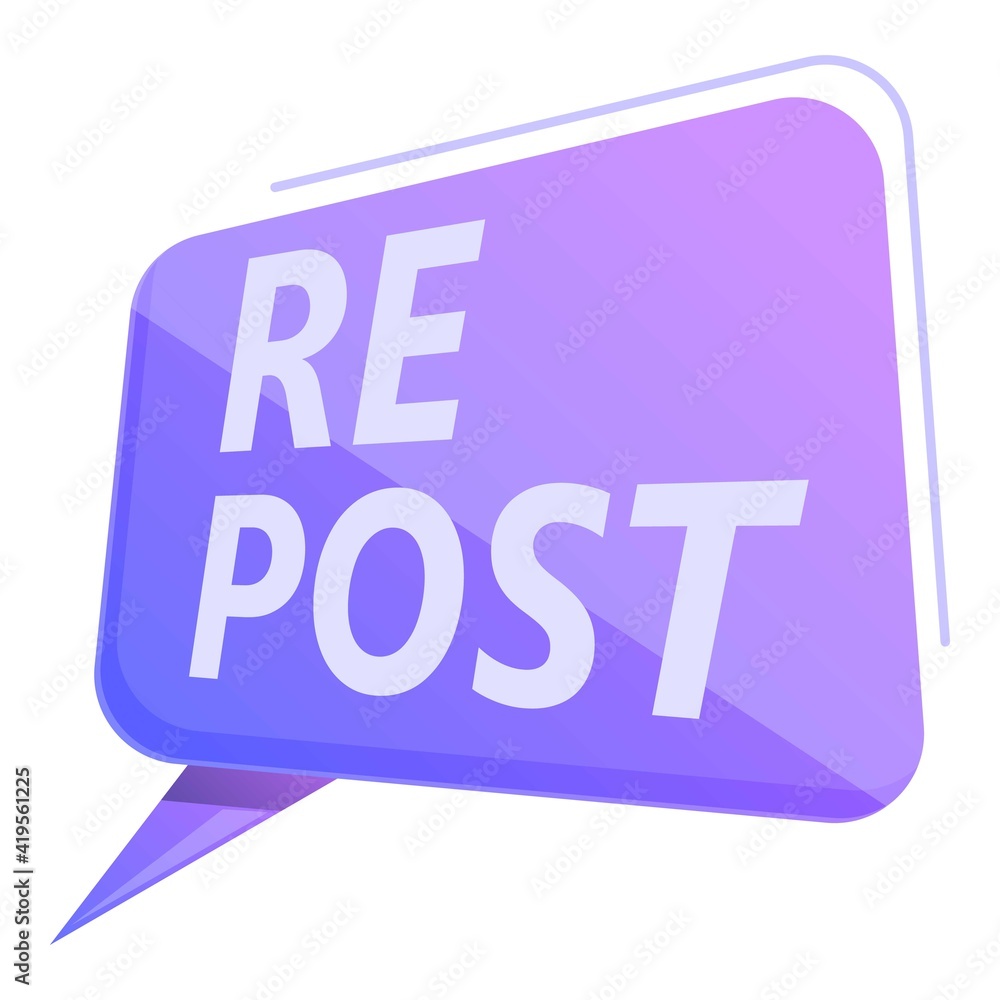 Poster repost bubble icon. cartoon of repost bubble vector icon for web design isolated on white background