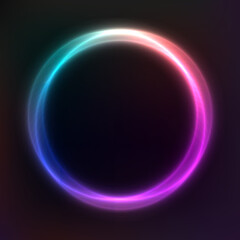 Vector background of neon geometric shapes, round frame, abstract background, wallpaper