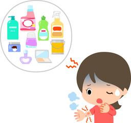 化学物質過敏症の女性と原因となる日用品