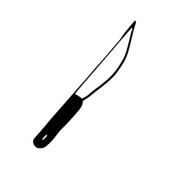 knife icon. sketch hand drawn doodle style. vector, minimalism, monochrome. cutlery, dishes, food, cut.