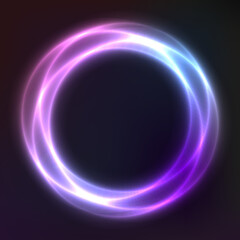 Vector background of neon geometric shapes, round frame, abstract background, wallpaper