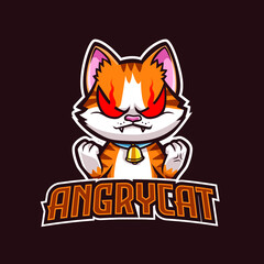 Angry cat face mascot logo