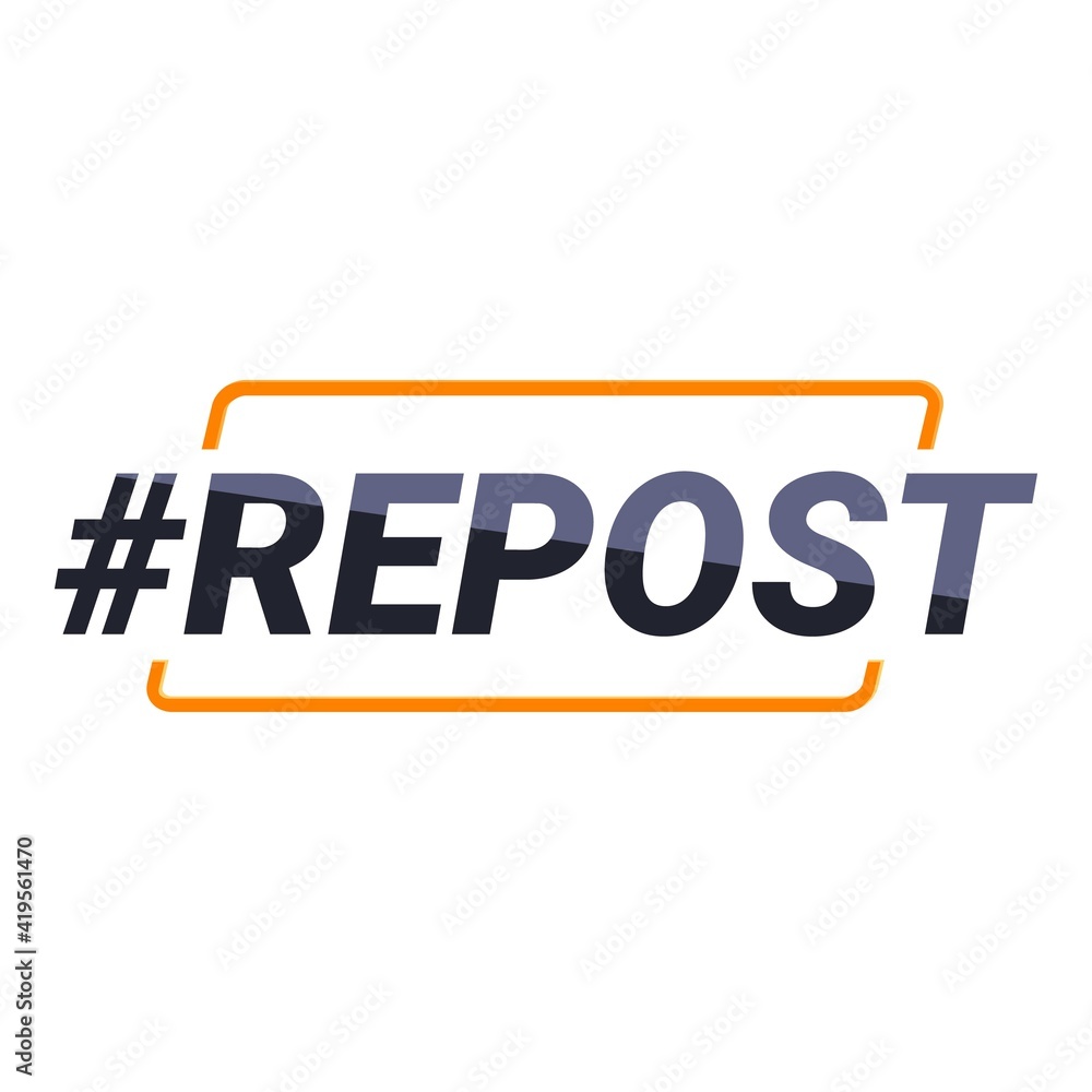 Poster repost hashtag icon. cartoon of repost hashtag vector icon for web design isolated on white backgrou