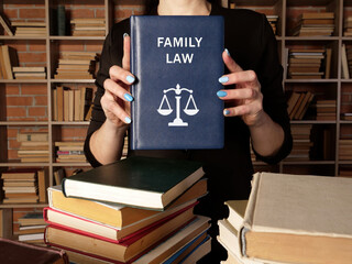 Book with title FAMILY LAW . Attorneys practicing family law can represent clients in family court proceedings or in related negotiations