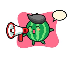 Watermelon character illustration holding a megaphone