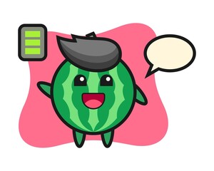 Watermelon mascot character with energetic gesture