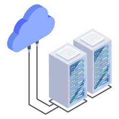 
Server attached with computer denoting isometric icon of shared datacenter 

