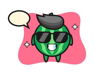 Cartoon mascot of watermelon with cool gesture