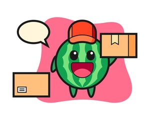 Mascot illustration of watermelon as a courier