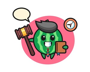 Mascot cartoon of watermelon as a judge