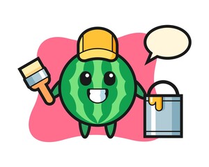 Character illustration of watermelon as a painter