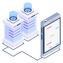 
Server attached with computer denoting isometric icon of shared datacenter 

