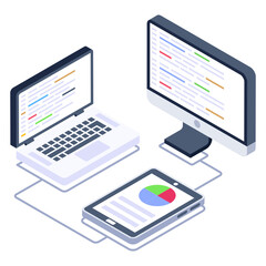 
Server attached with computer denoting isometric icon of shared datacenter 

