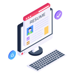 
Cv on monitor showcasing resume website icon 

