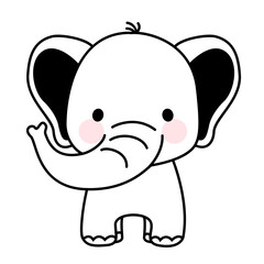 Fototapeta premium Cute baby elephant simple vector illustration