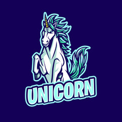 Unicorn mascot logo for team eSport and sport