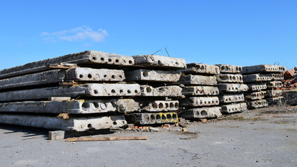 Warehouse for old reinforced concrete floor slabs.