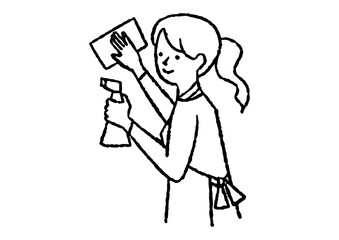 窓を拭く女性02