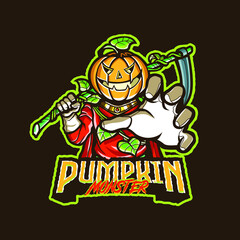 Pumpkin Mascot logo for eSport and sport