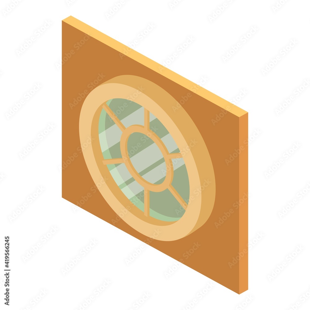 Poster round window icon. isometric illustration of round window vector icon for web