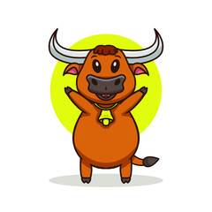 Cute Happy Bull cartoon illustration
