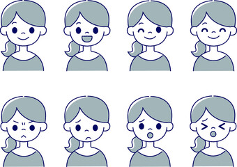 女性表情8パターン
