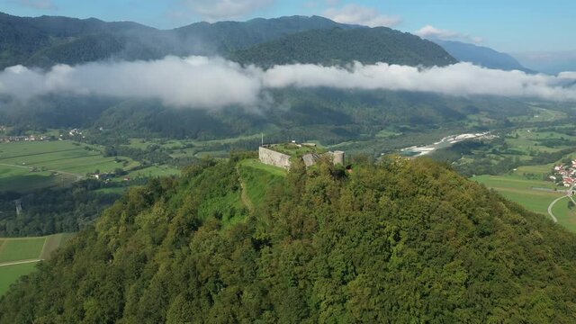 Drone Flight Over Old Hilltop Fortress