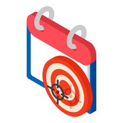 Target calendar icon. Isometric illustration of target calendar vector icon for web