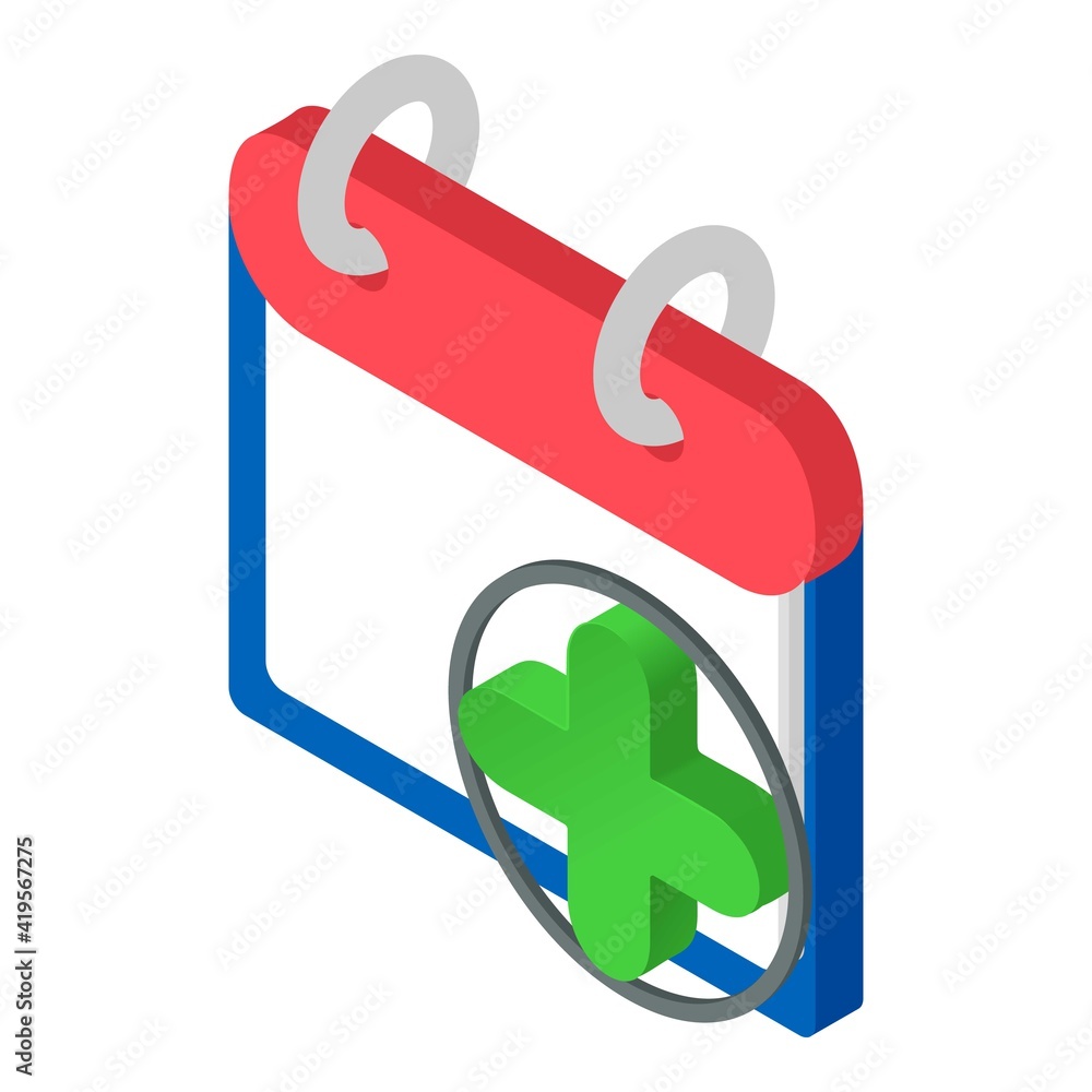 Poster calendar add icon. isometric illustration of calendar add vector icon for web