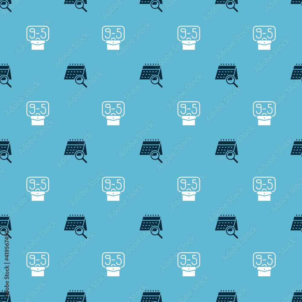 Poster set calendar search and from 9 on seamless pattern. vector.