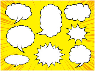 セリフ　吹き出し　コミック　集中線