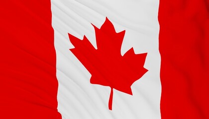 Canada national flag fluttering in the wind 3d realistic render
