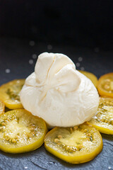 homemade burrata cheese on plate