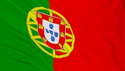 portugal national flag fluttering in the wind 3d realistic render
