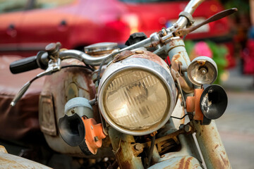 Front View Of An Old Motorbike