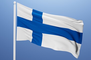 finland national flag fluttering in the wind 3d realistic render

